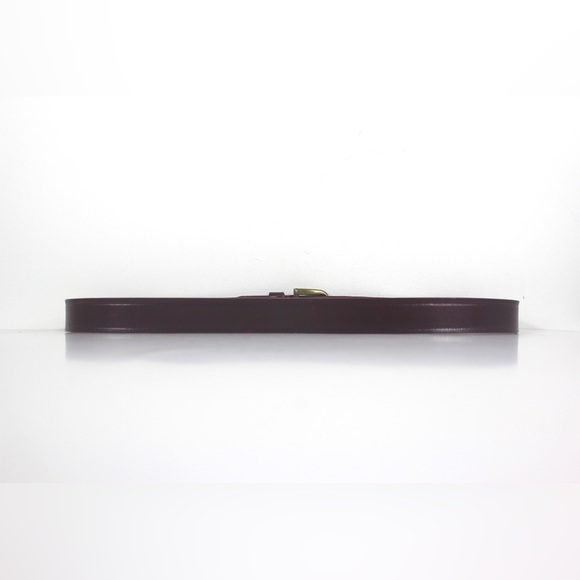 Deep Red Maroon Leather Belt with Brass Studs and Buckle 37 38 39 40 41 Large L - Picture 7 of 10